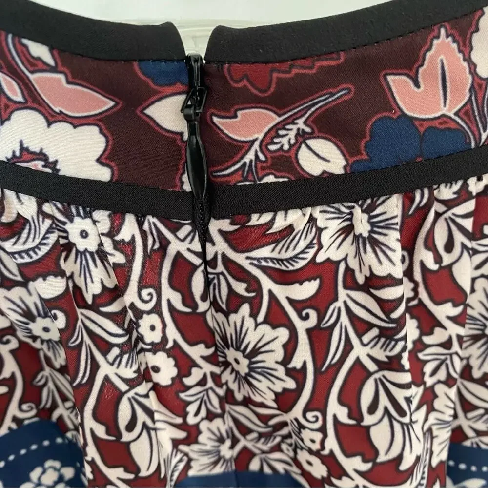Kate Spade Patchwork Rosetta Dress size 6 Deep Russet Blue and silver studs